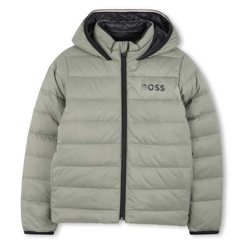 Boss Boys Khaki Reversible Puffer Jacket Boss Boys Khaki Reversible Puffer Jacket