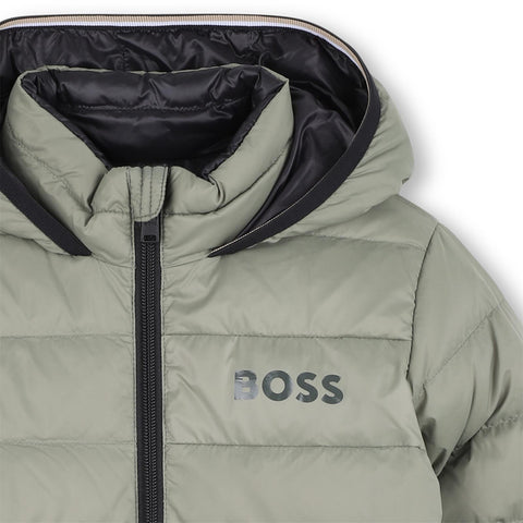 Boss Boys Khaki Reversible Puffer Jacket Boss Boys Khaki Reversible Puffer Jacket