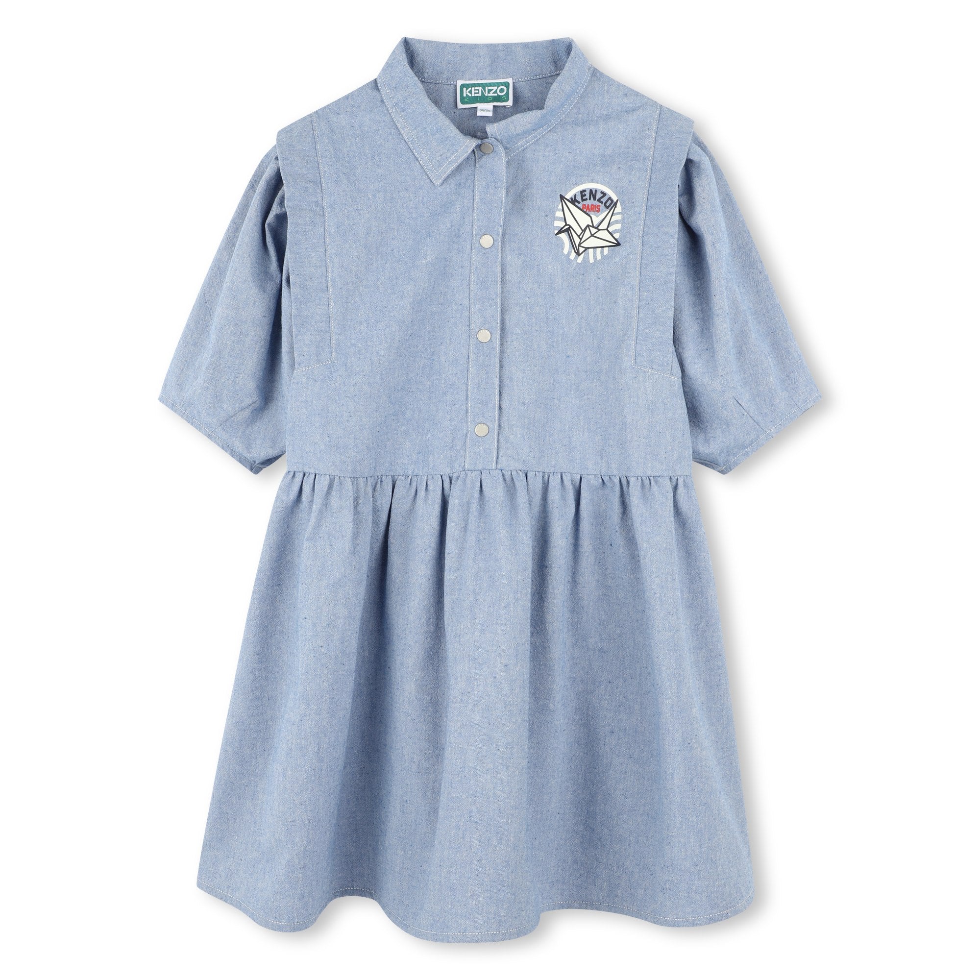 Kenzo Kids Girls Blue Chambray Dress Kenzo Kids Girls Blue Chambray Dress