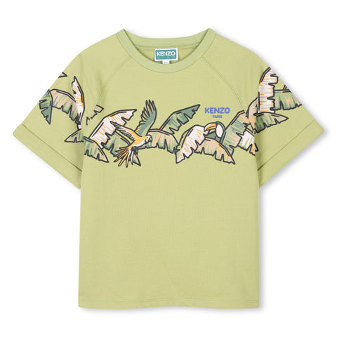 Kenzo Kids Boys Green Jungle T-Shirt Kenzo Kids Boys Green Jungle T-Shirt