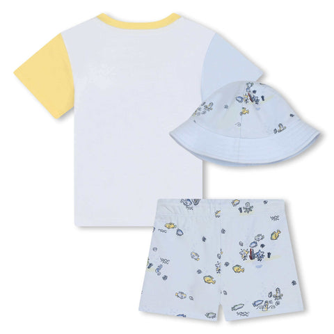 Kenzo Kids Baby Boys Blue Sea Life Shorts & Hat Set Kenzo Kids Baby Boys Blue Sea Life Shorts & Hat Set