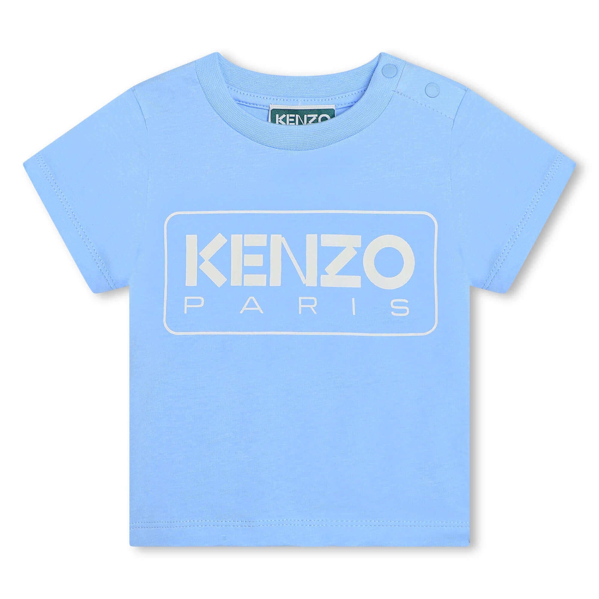 Kenzo Kids Boys Blue Cotton Kenzo Paris Logo T-Shirt Kenzo Kids Boys Blue Cotton Kenzo Paris Logo T-Shirt