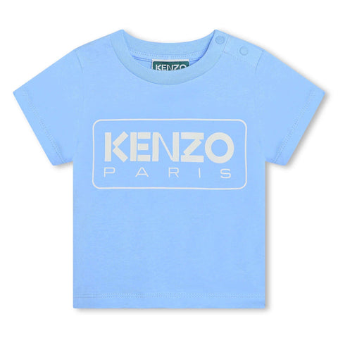 Kenzo Kids Boys Blue Cotton Kenzo Paris Logo T-Shirt Kenzo Kids Boys Blue Cotton Kenzo Paris Logo T-Shirt