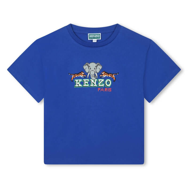 Kenzo Kids Boys Blue 'JUNGLE GAME' Short Sleeve T-Shirt Kenzo Kids Boys Blue 'JUNGLE GAME' Short Sleeve T-Shirt