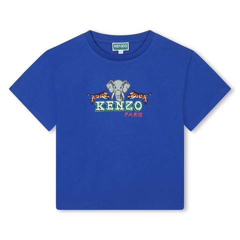 Kenzo Kids Boys Blue 'JUNGLE GAME' Short Sleeve T-Shirt Kenzo Kids Boys Blue 'JUNGLE GAME' Short Sleeve T-Shirt