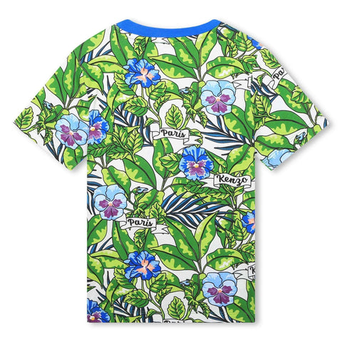 Kenzo Kids Boys Green Boke Flower T-Shirt Kenzo Kids Boys Green Boke Flower T-Shirt