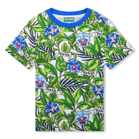 Kenzo Kids Boys Green Boke Flower T-Shirt Kenzo Kids Boys Green Boke Flower T-Shirt