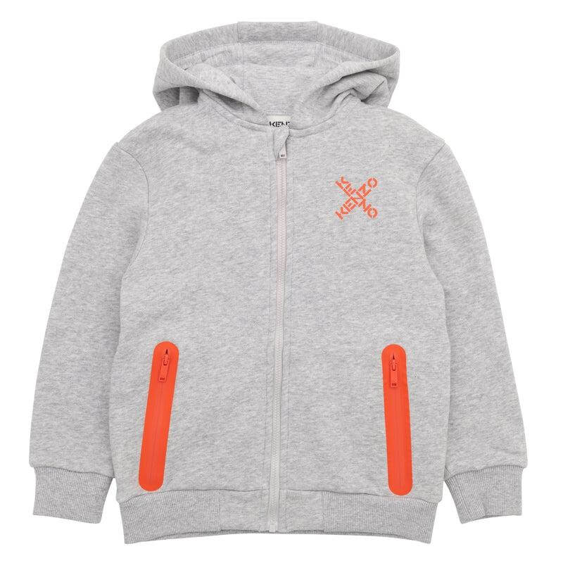 Kenzo Kids Boys Grey Zip Up Hoodie Kenzo Kids Boys Grey Zip Up Hoodie