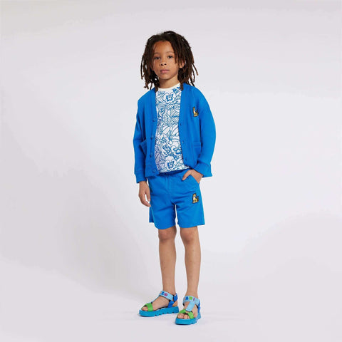 Kenzo Kids Boys Ivory & Blue Floral Print T-Shirt Kenzo Kids Boys Ivory & Blue Floral Print T-Shirt