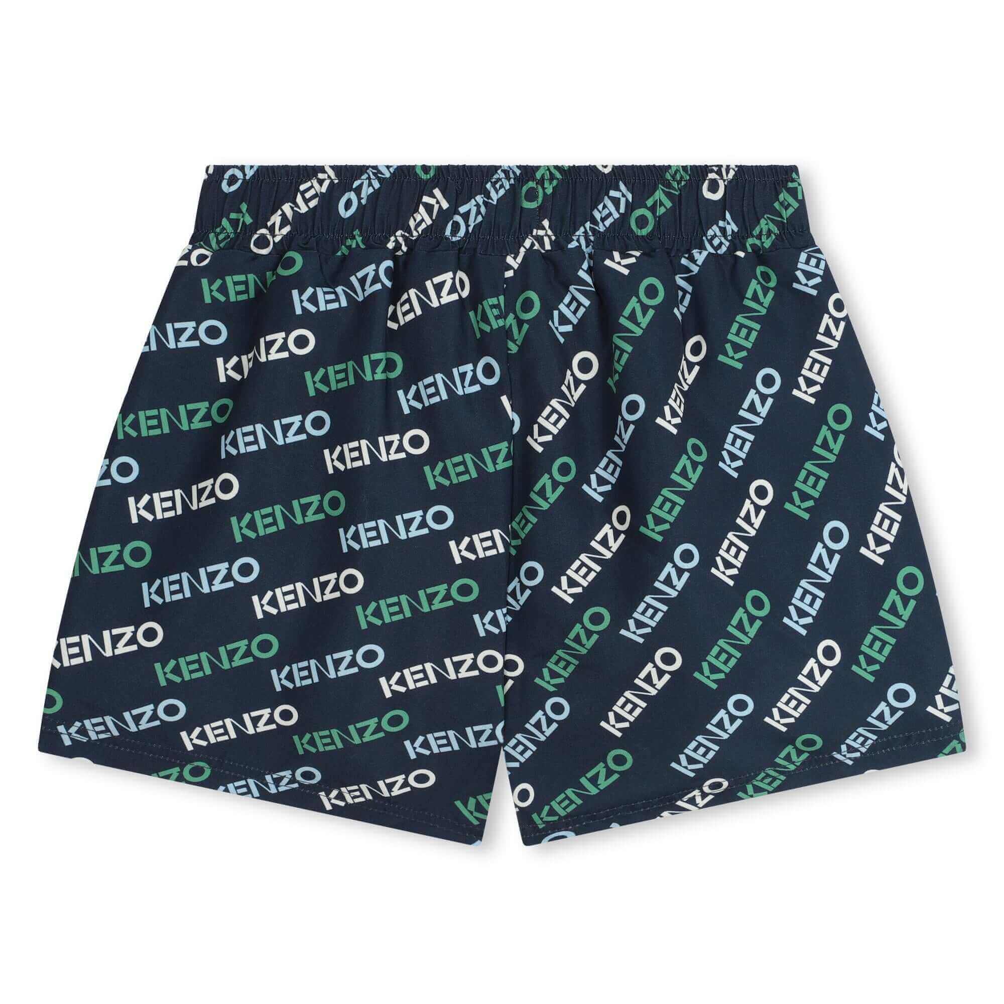 Kenzo Kids Boys Navy All Over Logo Swimming Shorts Kenzo Kids Boys Navy All Over Logo Swimming Shorts