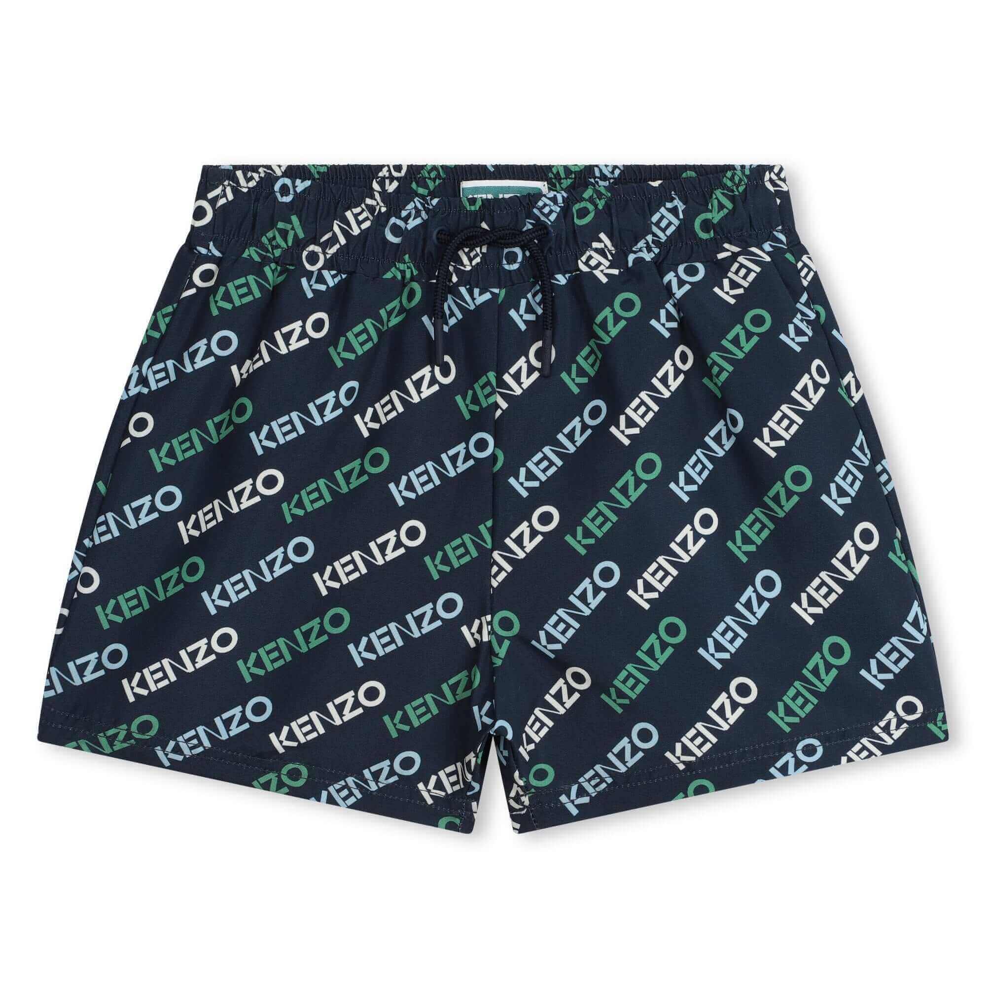 Kenzo Kids Boys Navy All Over Logo Swimming Shorts Kenzo Kids Boys Navy All Over Logo Swimming Shorts