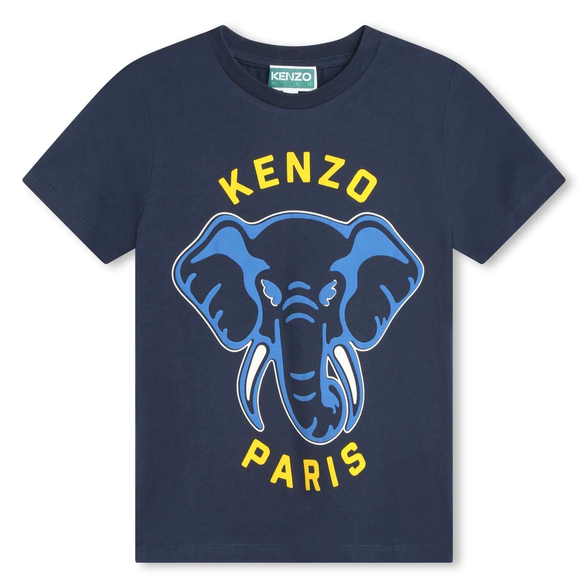 Kenzo Kids Boys Navy Elephant Print T-Shirt Kenzo Kids Boys Navy Elephant Print T-Shirt
