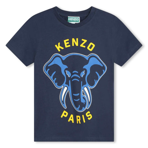 Kenzo Kids Boys Navy Elephant Print T-Shirt Kenzo Kids Boys Navy Elephant Print T-Shirt