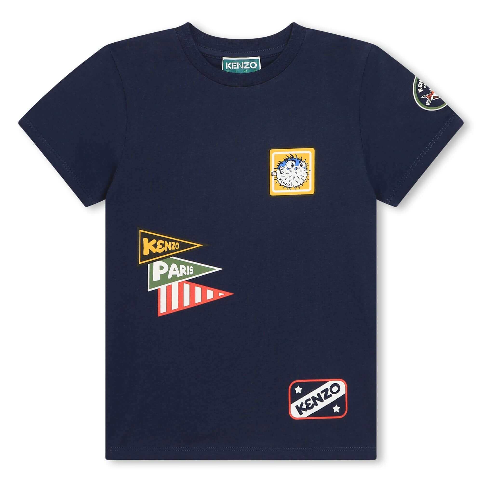 Kenzo Kids Boys Navy Flag Patch T-Shirt Kenzo Kids Boys Navy Flag Patch T-Shirt