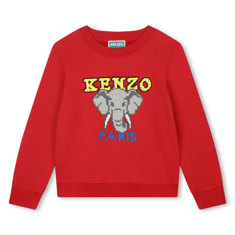 Kenzo Kids Boys Red 'JUNGLE GAME' Elephant Sweatshirt Kenzo Kids Boys Red 'JUNGLE GAME' Elephant Sweatshirt