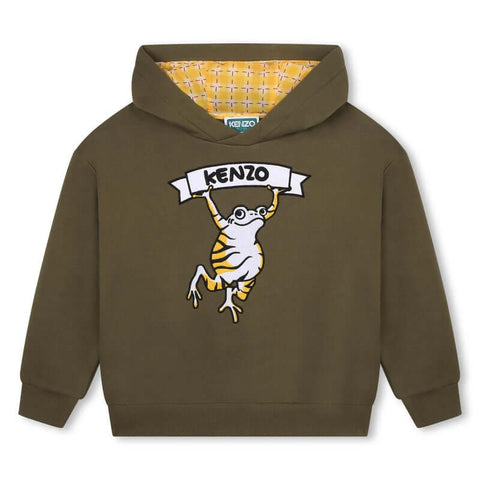 Kenzo Kids Boys 'TOKYO PARIS' Khaki Hoodie Kenzo Kids Boys 'TOKYO PARIS' Khaki Hoodie