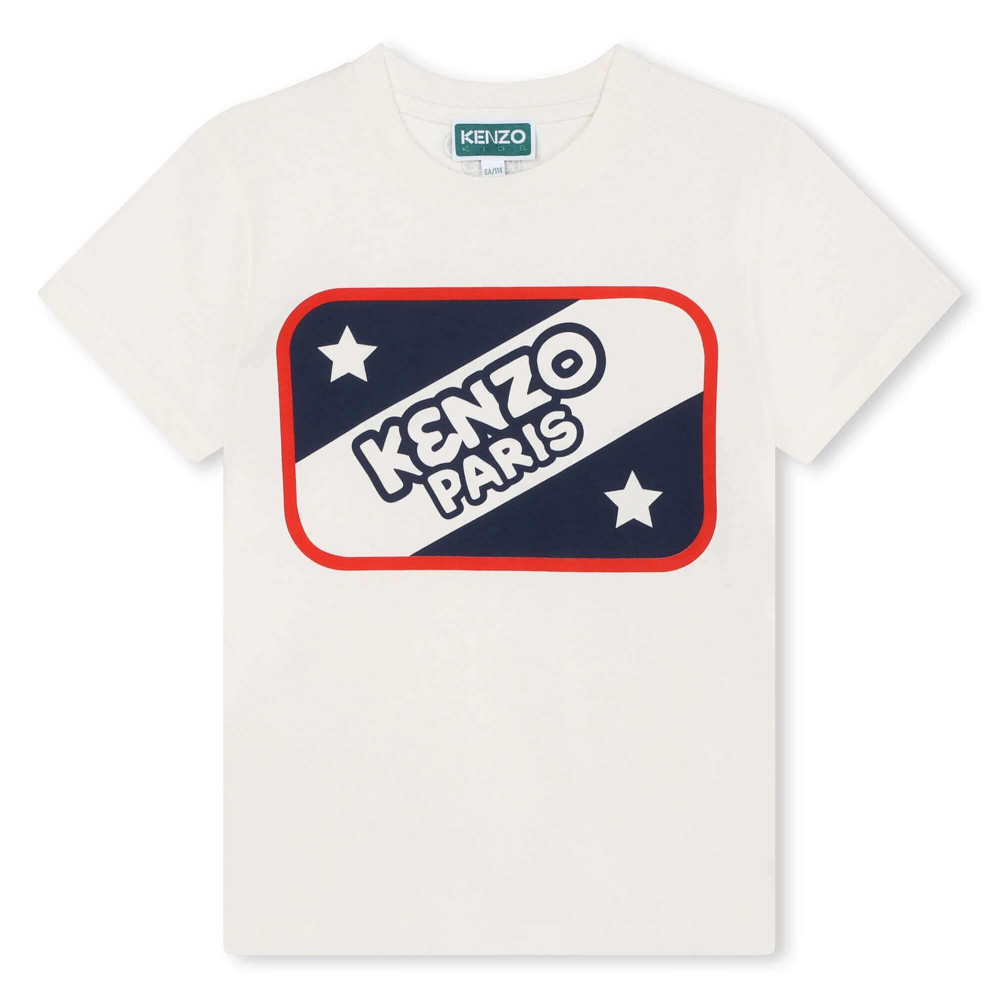 Kenzo Kids Boys White Kenzo Paris Star T-Shirt Kenzo Kids Boys White Kenzo Paris Star T-Shirt
