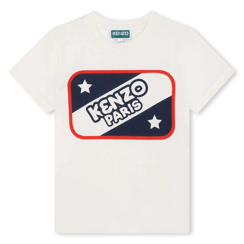 Kenzo Kids Boys White Kenzo Paris Star T-Shirt Kenzo Kids Boys White Kenzo Paris Star T-Shirt