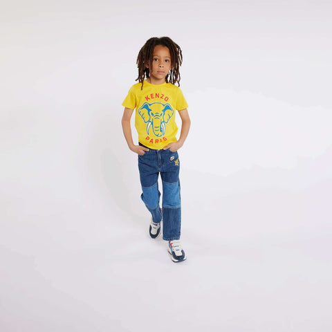 Kenzo Kids Boys Yellow Elephant Print T-Shirt Kenzo Kids Boys Yellow Elephant Print T-Shirt