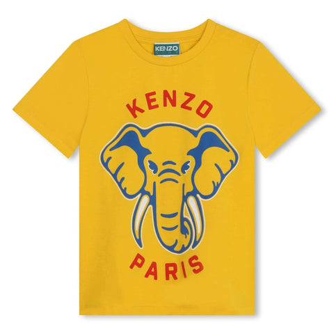 Kenzo Kids Boys Yellow Elephant Print T-Shirt Kenzo Kids Boys Yellow Elephant Print T-Shirt