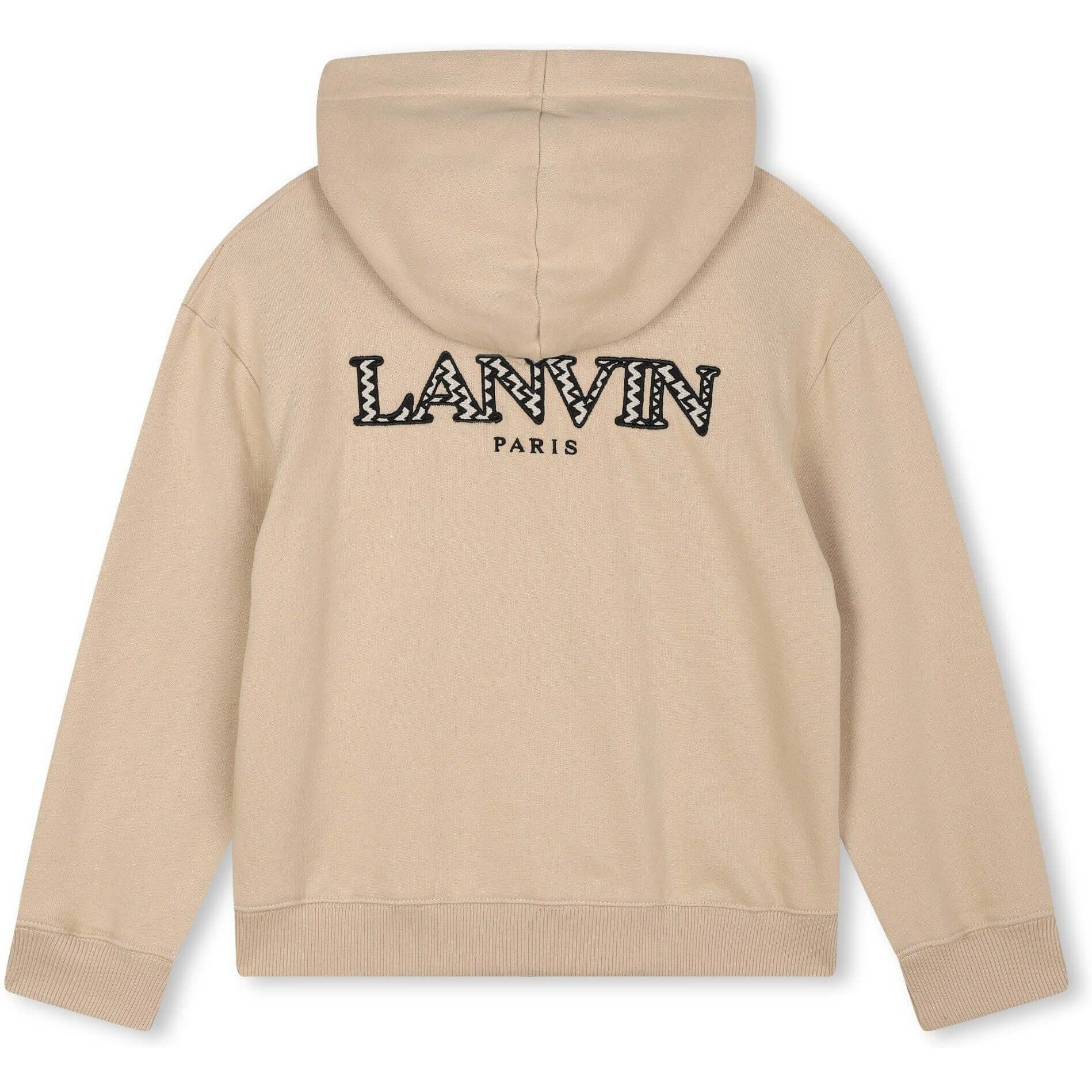 LANVIN Boys Beige Curb Logo Zip Up Hoodie LANVIN Boys Beige Curb Logo Zip Up Hoodie