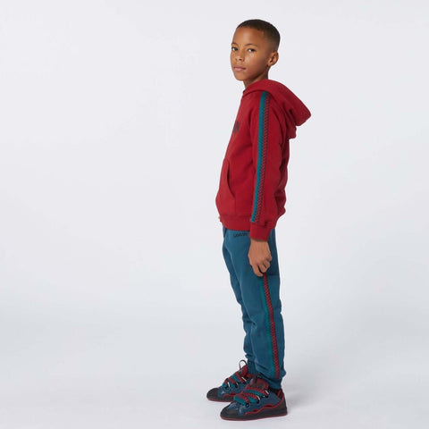 LANVIN Boys Red Curb Detail Logo Hoodie LANVIN Boys Red Curb Detail Logo Hoodie
