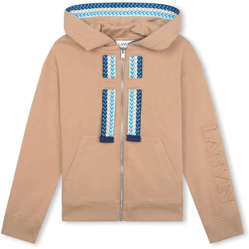 Lanvin Boys Beige Curb Zip Up Hoodie Lanvin Boys Beige Curb Zip Up Hoodie
