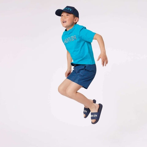 Lanvin Boys Cotton Turquoise Logo T-Shirt Lanvin Boys Cotton Turquoise Logo T-Shirt