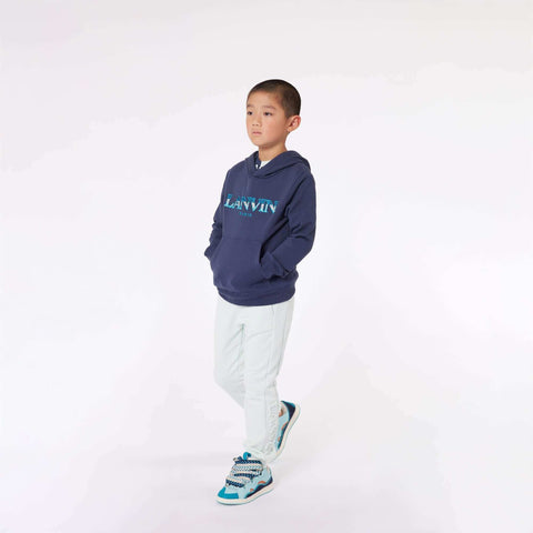 Lanvin Boys Navy Curb Logo Hoodie Lanvin Boys Navy Curb Logo Hoodie