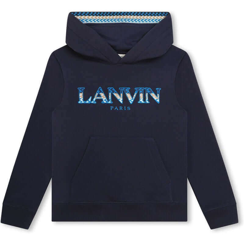 Lanvin Boys Navy Curb Logo Hoodie Lanvin Boys Navy Curb Logo Hoodie