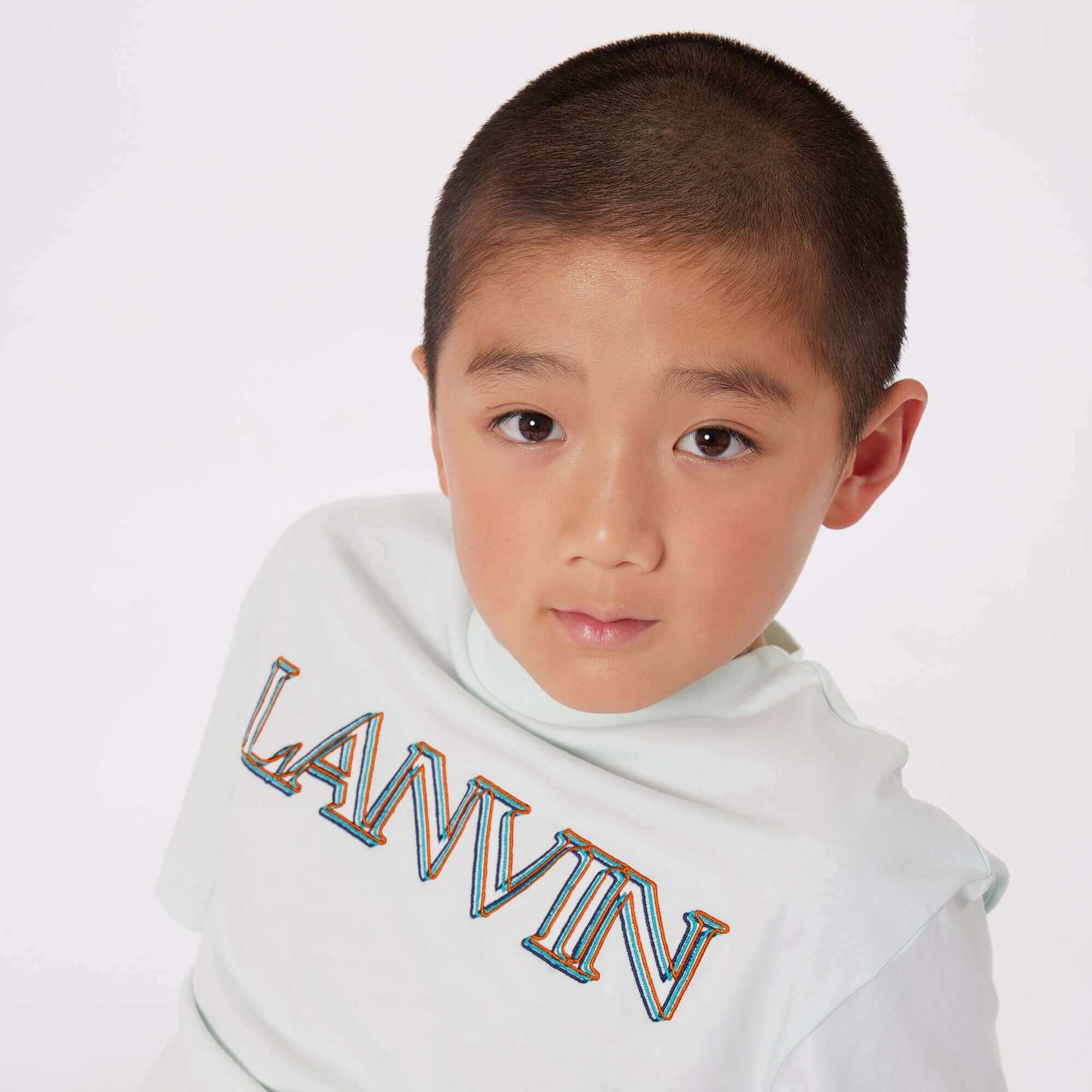 Lanvin Boys White Cotton Logo T-Shirt Lanvin Boys White Cotton Logo T-Shirt