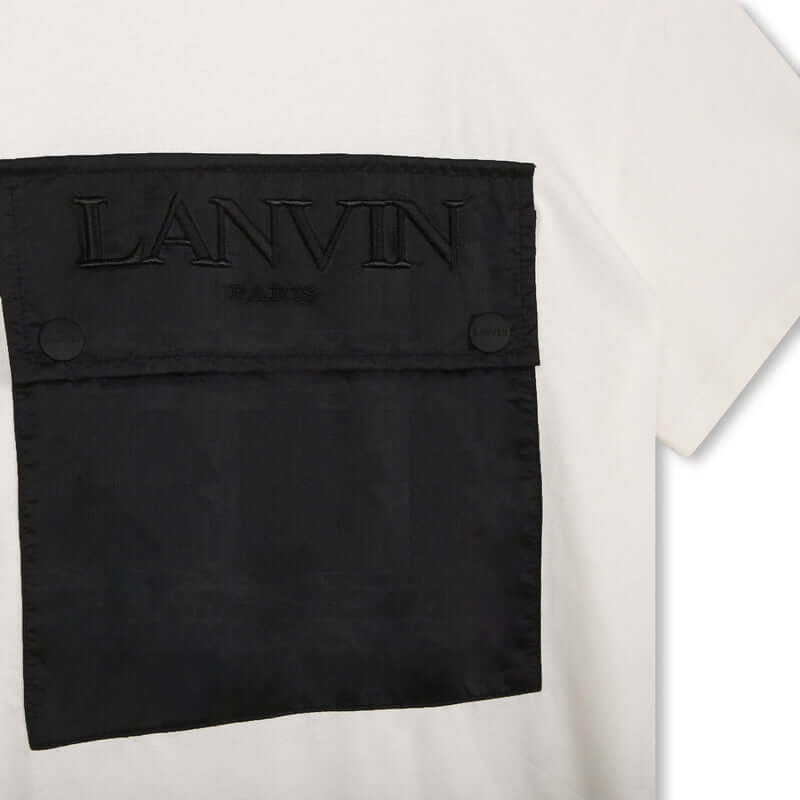 Lanvin Boys White Large Pocket T-Shirt Lanvin Boys White Large Pocket T-Shirt