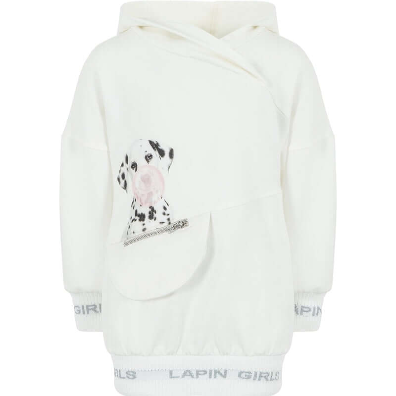 Lapin House Girls Ivory Dalmation Hooded Dress Lapin House Girls Ivory Dalmation Hooded Dress