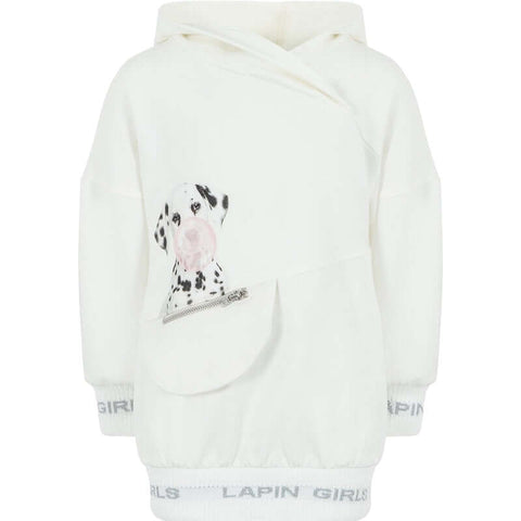 Lapin House Girls Ivory Dalmation Hooded Dress Lapin House Girls Ivory Dalmation Hooded Dress