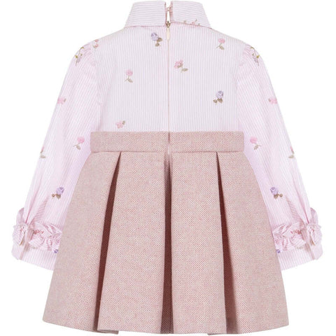 Lapin House Girls Pink Floral Cotton Stripes Dress Lapin House Girls Pink Floral Cotton Stripes Dress