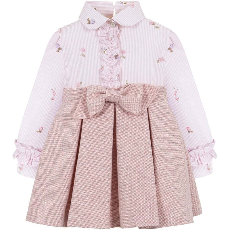 Lapin House Girls Pink Floral Cotton Stripes Dress Lapin House Girls Pink Floral Cotton Stripes Dress