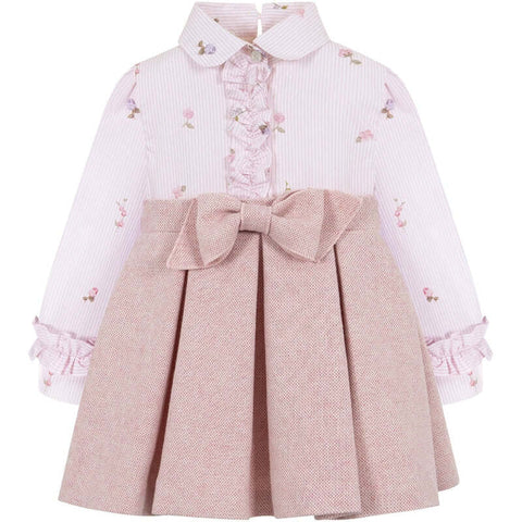Lapin House Girls Pink Floral Cotton Stripes Dress Lapin House Girls Pink Floral Cotton Stripes Dress