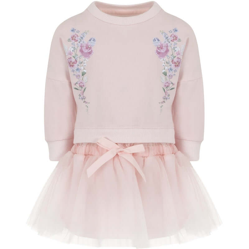 Lapin House Girls Pink Floral Tulle Dress Lapin House Girls Pink Floral Tulle Dress