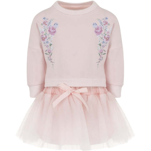 Lapin House Girls Pink Floral Tulle Dress Lapin House Girls Pink Floral Tulle Dress