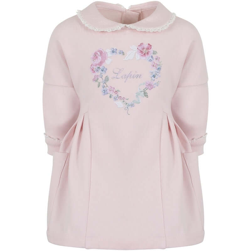 Lapin House Girls Pink Flower Sweatshirt Dress Lapin House Girls Pink Flower Sweatshirt Dress