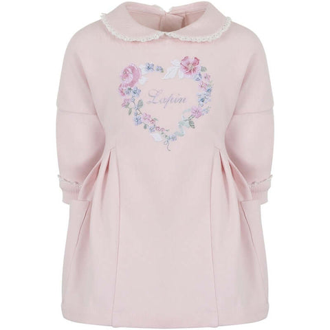 Lapin House Girls Pink Flower Sweatshirt Dress Lapin House Girls Pink Flower Sweatshirt Dress
