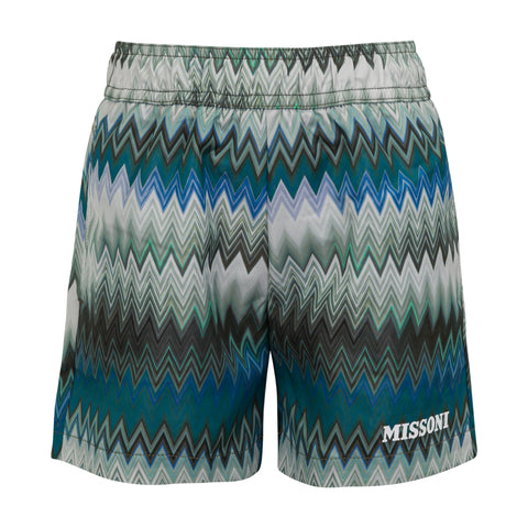 Missoni Kids Boys Blue Zig Zag Swim Shorts Missoni Kids Boys Blue Zig Zag Swim Shorts