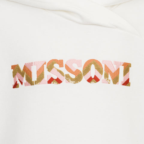 Missoni Kids Girls Ivory Zig Zag Hooded Dress Missoni Kids Girls Ivory Zig Zag Hooded Dress
