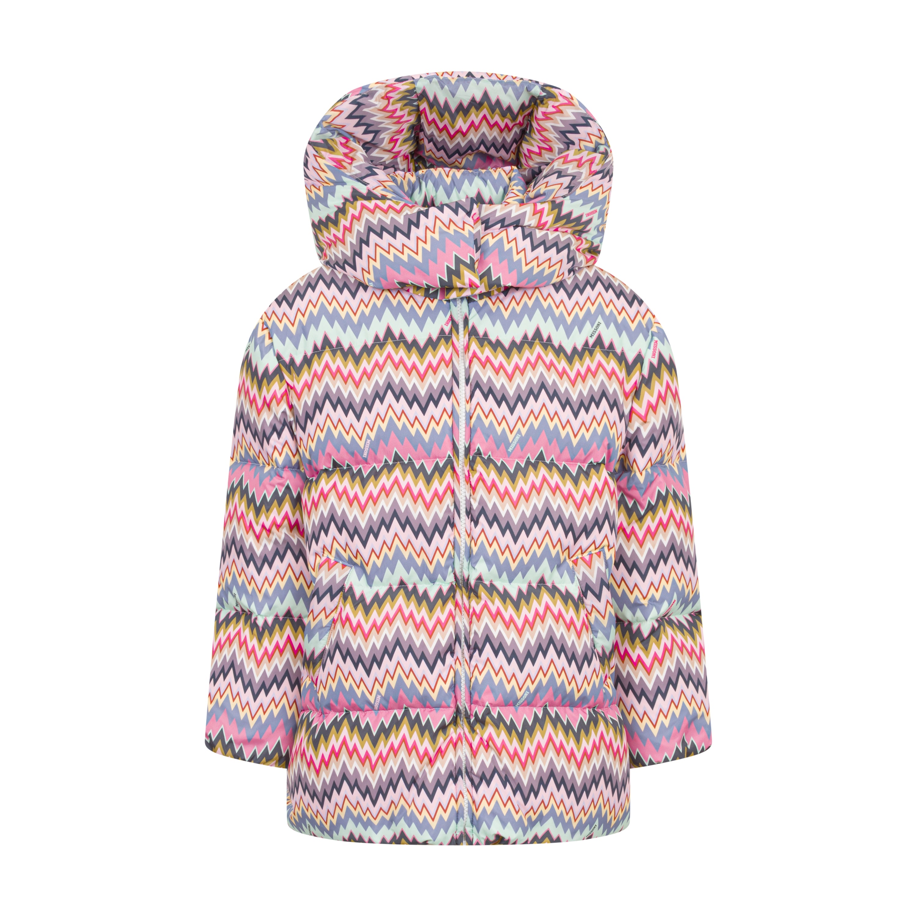 Missoni Kids Girls Pink Zig Zag Down Jacket Missoni Kids Girls Pink Zig Zag Down Jacket