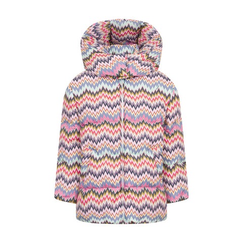 Missoni Kids Girls Pink Zig Zag Down Jacket Missoni Kids Girls Pink Zig Zag Down Jacket