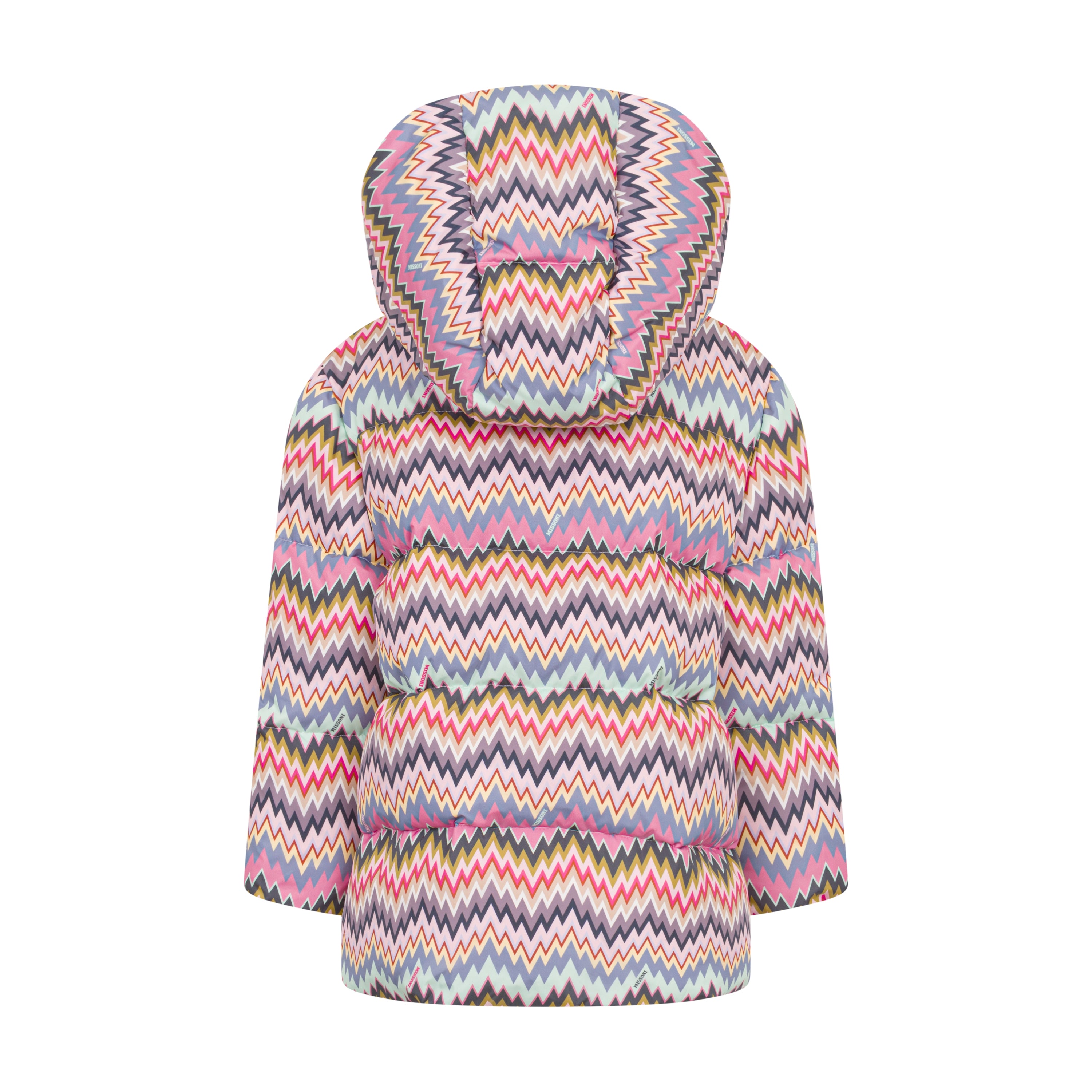 Missoni Kids Girls Pink Zig Zag Down Jacket Missoni Kids Girls Pink Zig Zag Down Jacket
