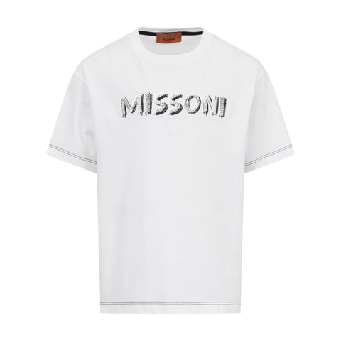 Missoni Kids Boys White Logo T-Shirt Missoni Kids Boys White Logo T-Shirt
