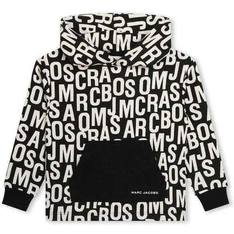 Marc Jacobs Boys Black & White Jumbled Logo Hoodie Marc Jacobs Boys Black & White Jumbled Logo Hoodie