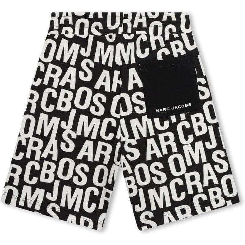 Marc Jacobs Boys Black & White Jumbled Logo Shorts Marc Jacobs Boys Black & White Jumbled Logo Shorts