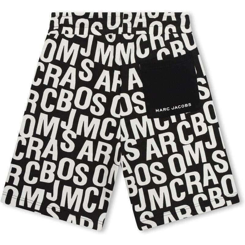 Marc Jacobs Boys Black & White Jumbled Logo Shorts